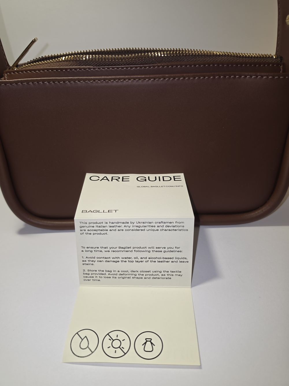 BAGLLET BG136 Chestnut Italian Leather Baguette Crossbody Bag - Picture 12 of 13